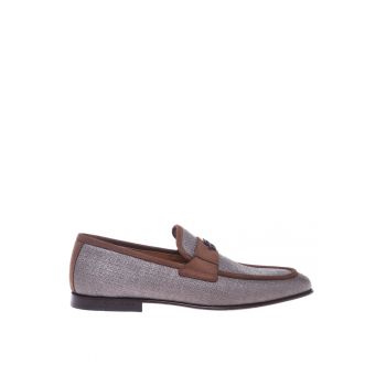 Pantofi loafer cu detalii din piele nabuc Raffia