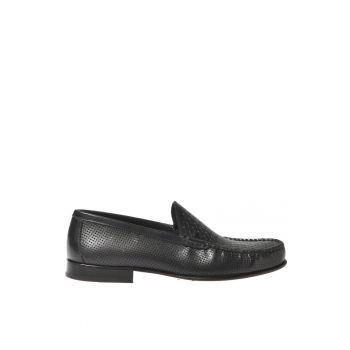 Pantofi loafer din piele cu model tesut