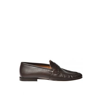 Pantofi loafer din piele cu varf rotund