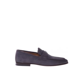 Pantofi loafer din piele intoarsa cu design perforat