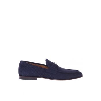 Pantofi loafer din piele intoarsa cu design perforat