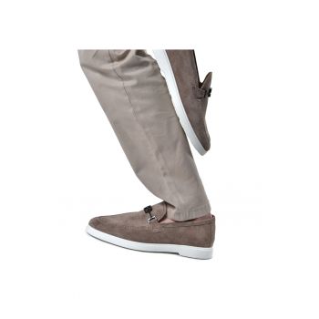Pantofi loafer din piele intoarsa cu logo