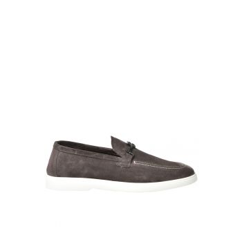 Pantofi loafer din piele intoarsa cu logo