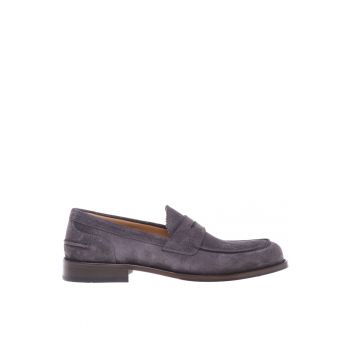 Pantofi loafer din piele intoarsa cu model uni