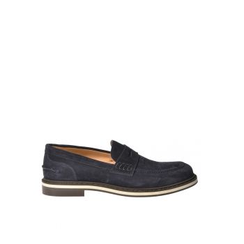 Pantofi loafer din piele intoarsa cu model uni