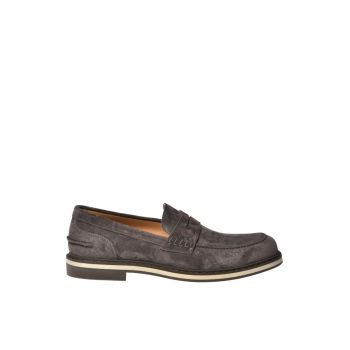 Pantofi loafer din piele intoarsa cu model uni