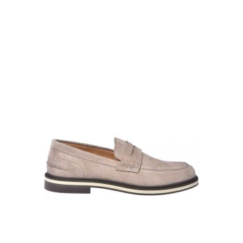 Pantofi loafer din piele intoarsa cu model uni