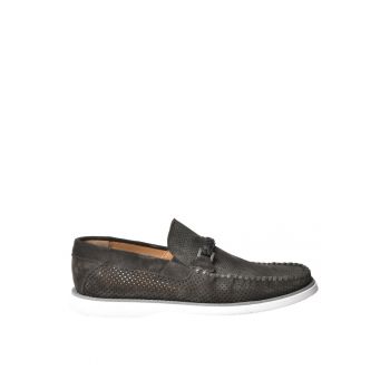 Pantofi loafer din piele intoarsa cu perforatii