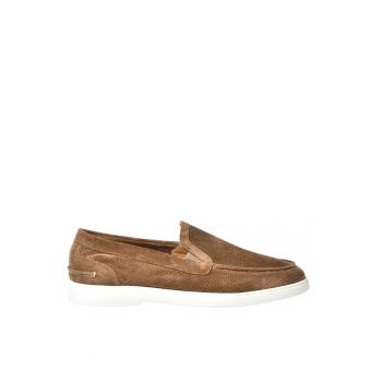Pantofi loafer din piele intoarsa cu perforatii