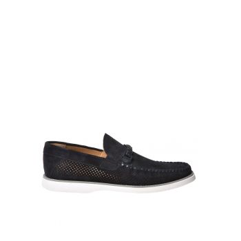 Pantofi loafer din piele intoarsa cu perforatii