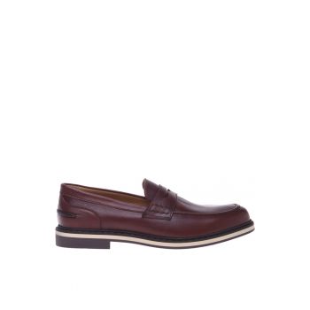 Pantofi loafer flatform din piele cu varf rotund