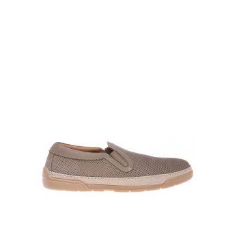 Pantofi slip-on din piele nabuc cu design perforat