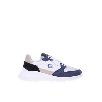 Pantofi sport low-cut cu garnituri de plasa si piele intoarsa