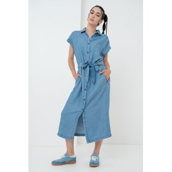 Rochie-camasa din chambray din lyocell