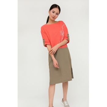 Rochie din amestec de in cu model colorblock