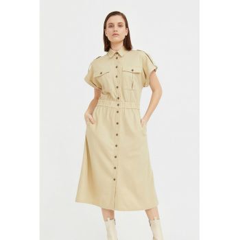 Rochie midi din amestec de in
