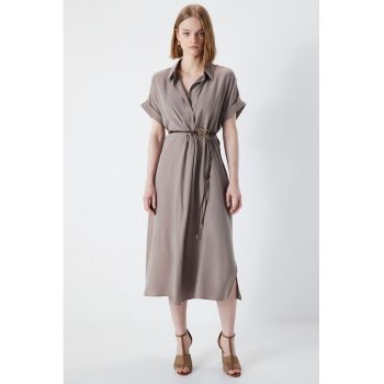 Rochie midi evazata cu catarama