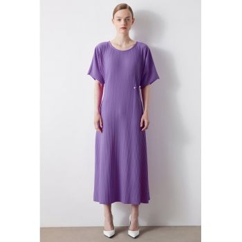 Rochie plisata cu decolteu rotund