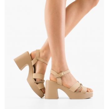 Sandale cu toc Mariko Khaki