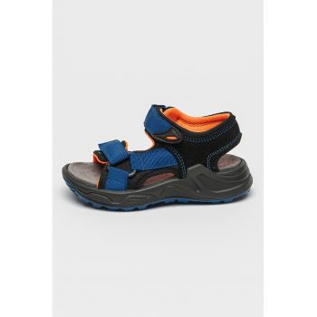 Sandale din piele intoarsa cu insertii din material textil