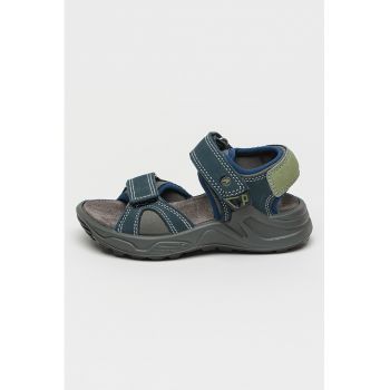 Sandale din piele nabuc cu velcro