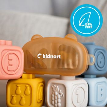 Set 2 suzete din silicon Kidnort Happling, ortodontica si simetrica, Sterilizabile, cu orificii de ventilatie, de la 0 la 18 luni, fara BPA