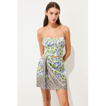 Top crop cu imprimeu floral