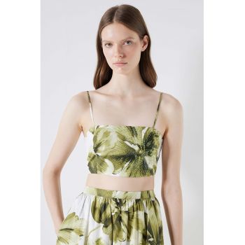 Top crop cu imprimeu tropical