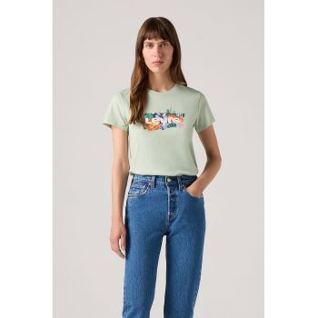 Tricou de bumbac cu decolteu la baza gatului