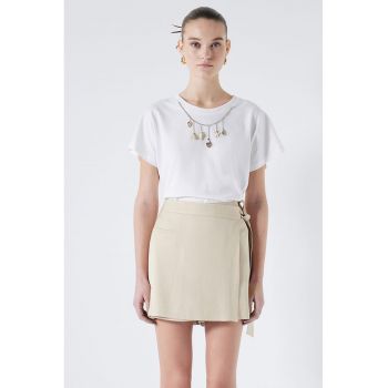 Tricou lejer din bumbac cu aplicatii cu scoici
