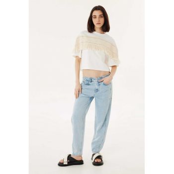 Blugi mom fit cu talie joasa