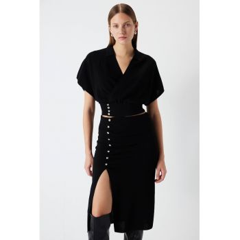 Bluza crop cu decolteu in V