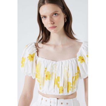 Bluza crop cu imprimeu floral