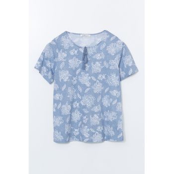 Bluza cu maneci scurte si model floral