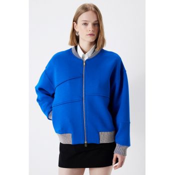 Bluza de trening cu fermoar si maneci cazute