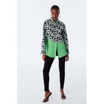 Camasa de bumbac cu model colorblock
