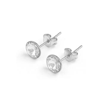 Cercei din Argint 925 cu Cristale Swarovski Argintii - inchidere tip surub - fluturas