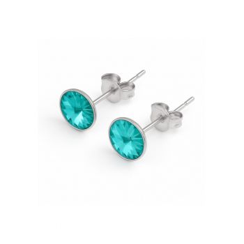 Cercei din Argint 925 cu Cristale Swarovski Turcoaz - inchidere tip surub - fluturas