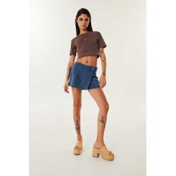 Fusta-pantalon din denim cu talie medie