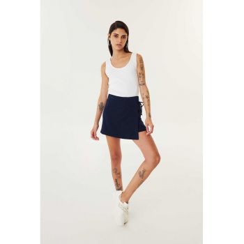 Fusta-pantalon uni cu talie inalta