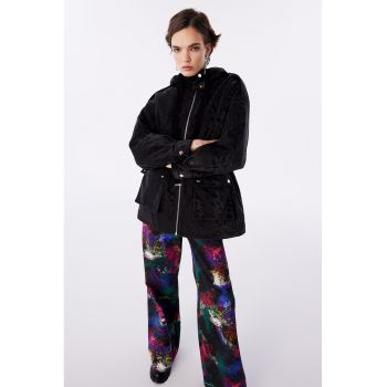 Jacheta parka cu aspect catifelat