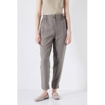 Pantaloni conici din lyocell cu talie inalta