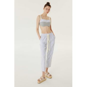 Pantaloni crop cu talie ajustabila