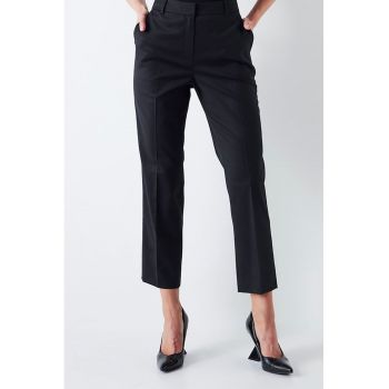 Pantaloni crop din amestec de lana