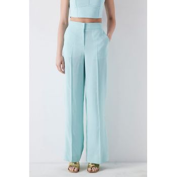 Pantaloni din amestec de lyocell cu croiala dreapta