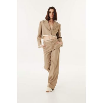 Pantaloni din amestec de lyocell cu tinte metalice
