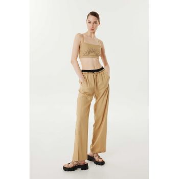 Pantaloni din lyocell cu talie contrastanta