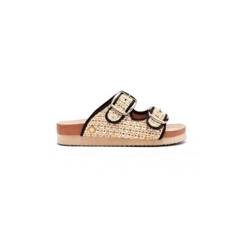 Papuci cu talpa wedge si barete cu catarame Pershing