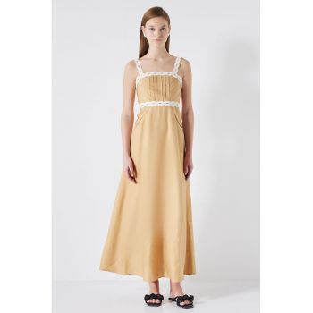Rochie maxi din amestec de in cu croiala in A