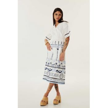 Rochie midi cu croiala in A si decupaj pe spate